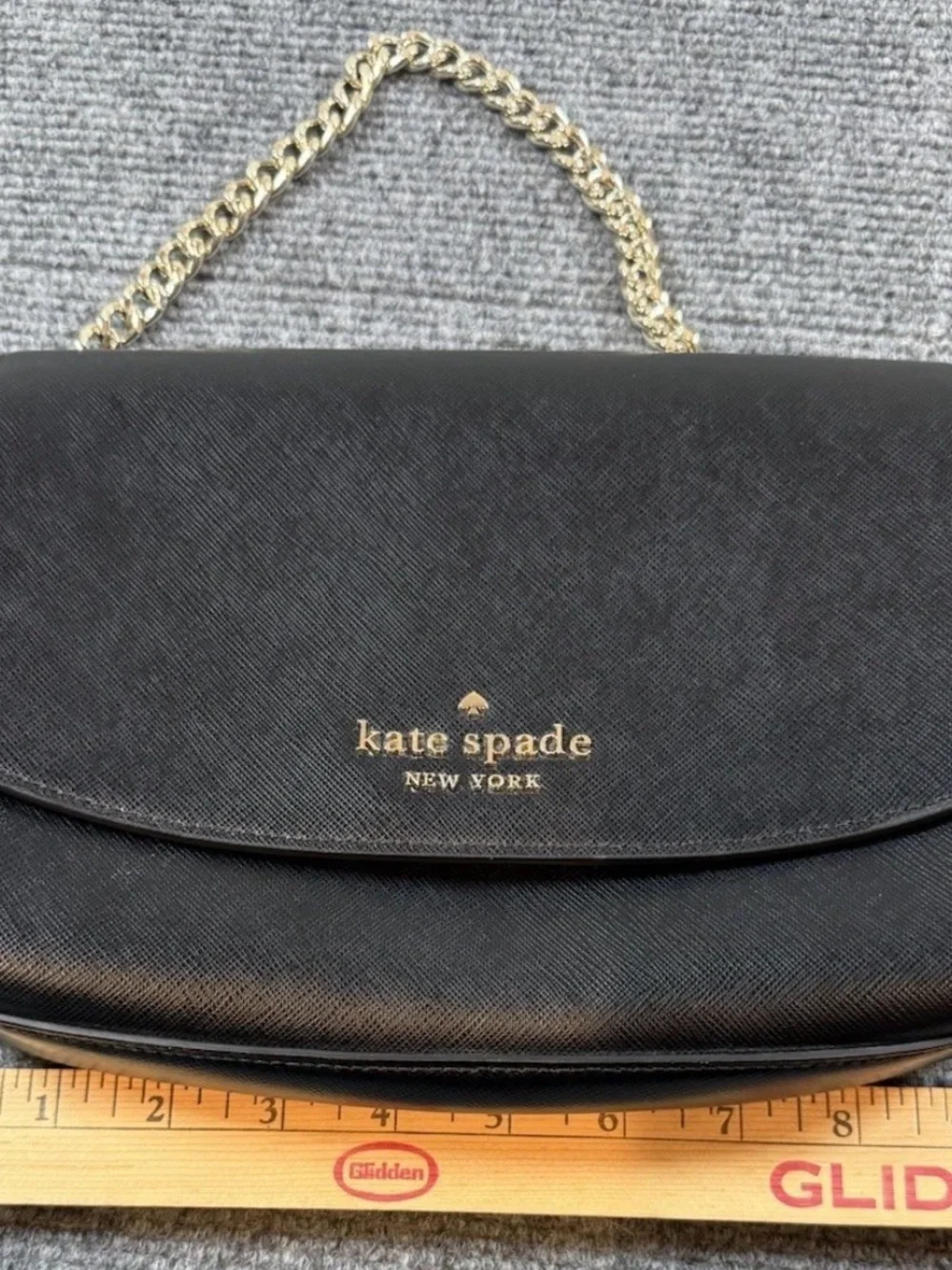 Kate Spade Carson Convertible Crossbody Bag Black Leather Chain Shoulder Purse